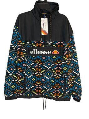 Ellesse Freya 1/2 Zip Track Top Multicolor Geometric Fleece Jacket Women's UK 8